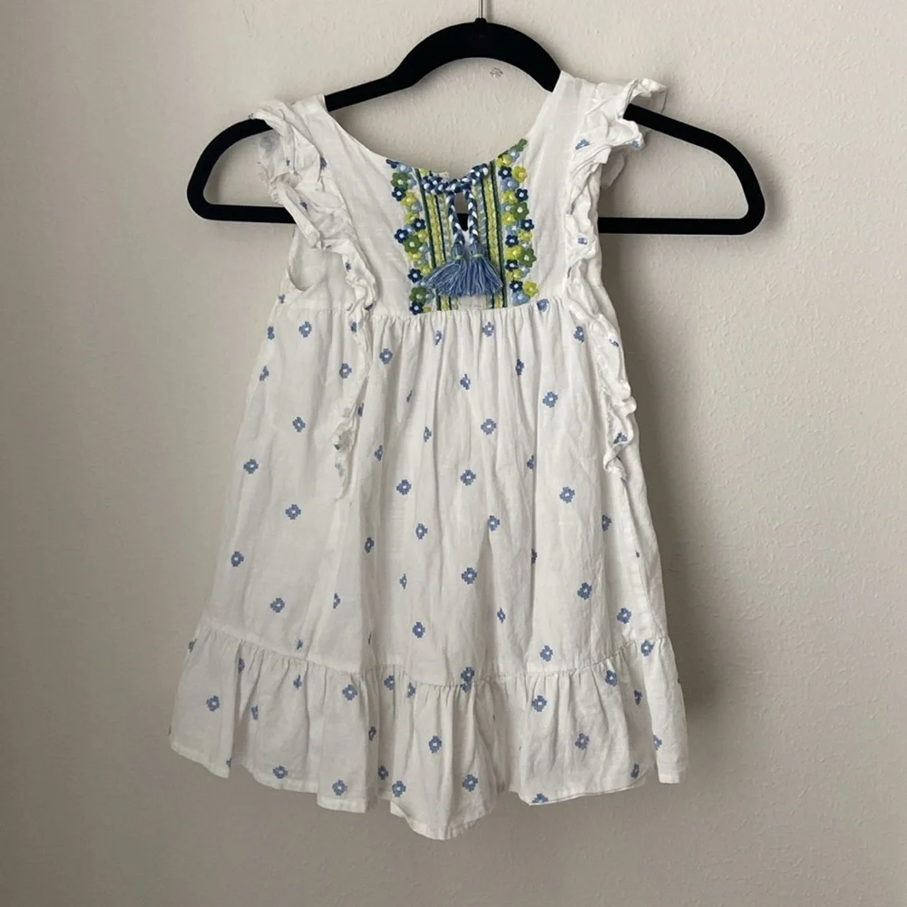 Mayoral Girls Embroidered Print Dress 100% Cotton